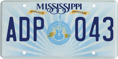 MS license plate ADP043