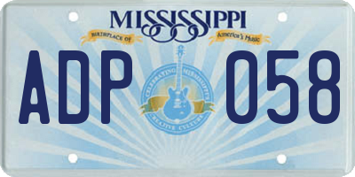 MS license plate ADP058