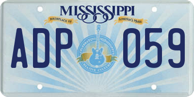 MS license plate ADP059