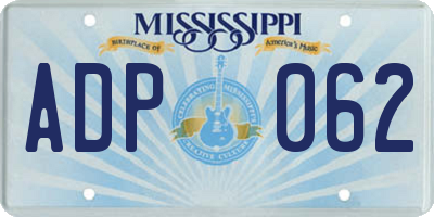 MS license plate ADP062