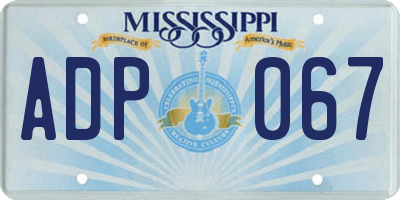 MS license plate ADP067