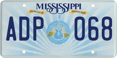 MS license plate ADP068