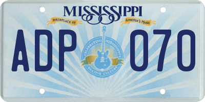 MS license plate ADP070