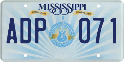 MS license plate ADP071