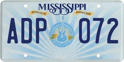 MS license plate ADP072