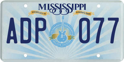 MS license plate ADP077