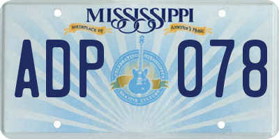 MS license plate ADP078