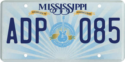 MS license plate ADP085