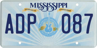 MS license plate ADP087