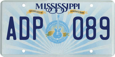 MS license plate ADP089