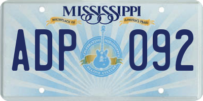 MS license plate ADP092