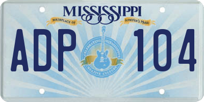 MS license plate ADP104