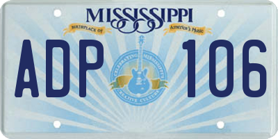 MS license plate ADP106