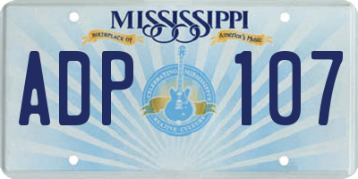 MS license plate ADP107