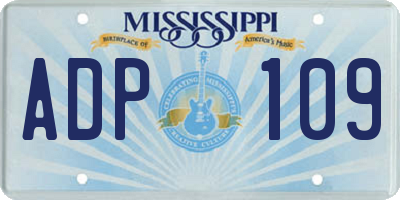 MS license plate ADP109