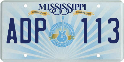 MS license plate ADP113