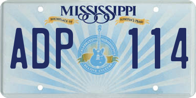 MS license plate ADP114