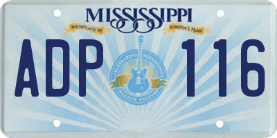 MS license plate ADP116