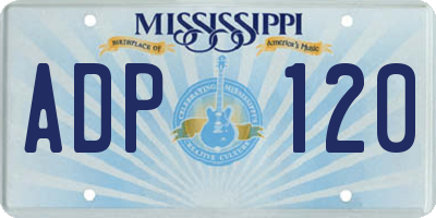 MS license plate ADP120