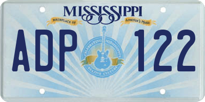 MS license plate ADP122