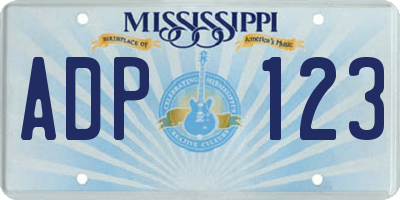 MS license plate ADP123