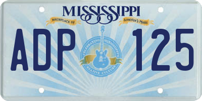 MS license plate ADP125