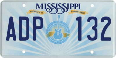 MS license plate ADP132