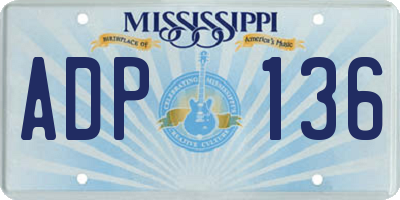 MS license plate ADP136