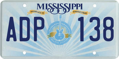 MS license plate ADP138