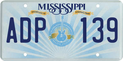 MS license plate ADP139