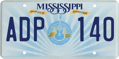 MS license plate ADP140