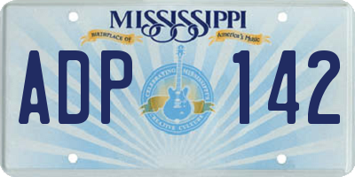 MS license plate ADP142