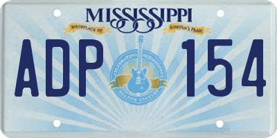 MS license plate ADP154