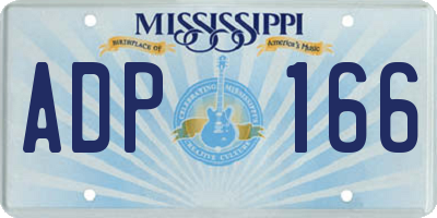 MS license plate ADP166