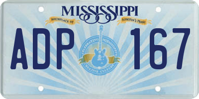 MS license plate ADP167