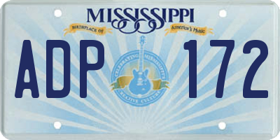 MS license plate ADP172