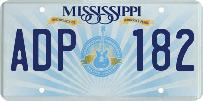MS license plate ADP182