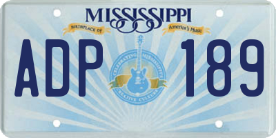 MS license plate ADP189