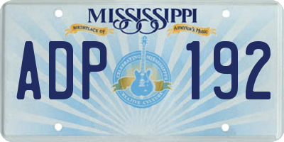 MS license plate ADP192