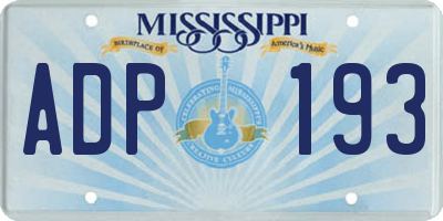 MS license plate ADP193
