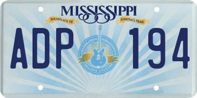 MS license plate ADP194
