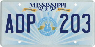 MS license plate ADP203