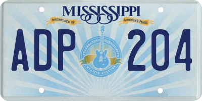 MS license plate ADP204