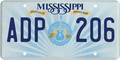 MS license plate ADP206
