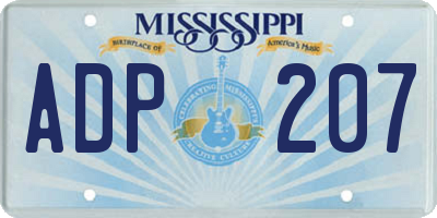 MS license plate ADP207