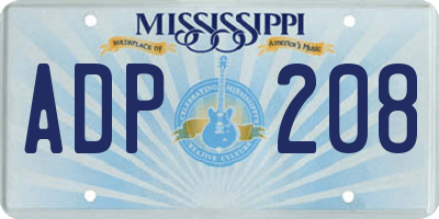 MS license plate ADP208