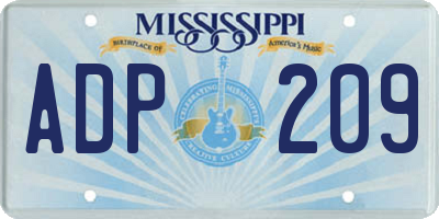 MS license plate ADP209
