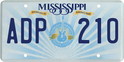 MS license plate ADP210
