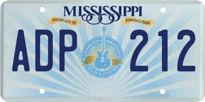 MS license plate ADP212