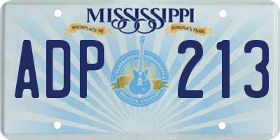 MS license plate ADP213